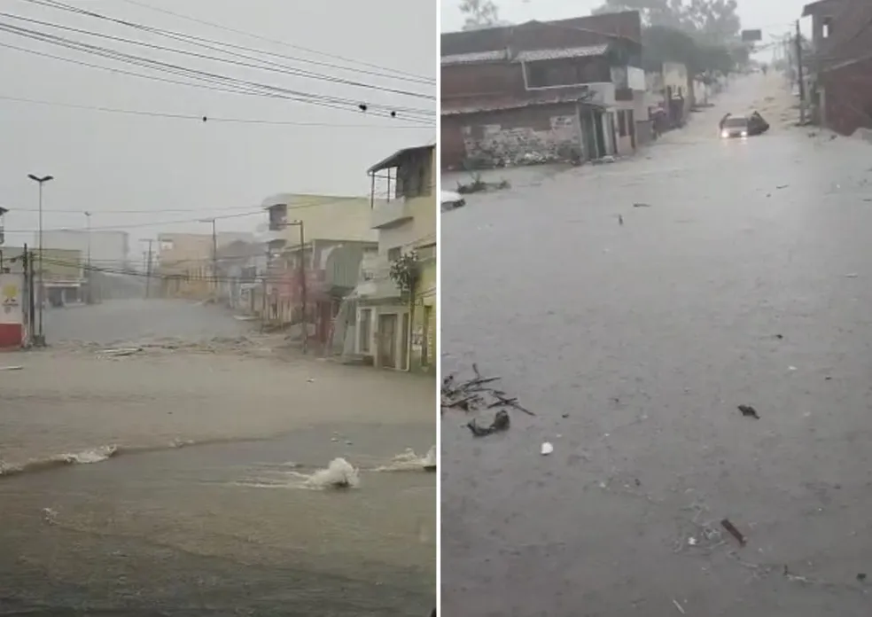 Chuvas registradas em Bezerros, no Agreste, durante o fim de semana - Foto: Reprodução/WhatsApp