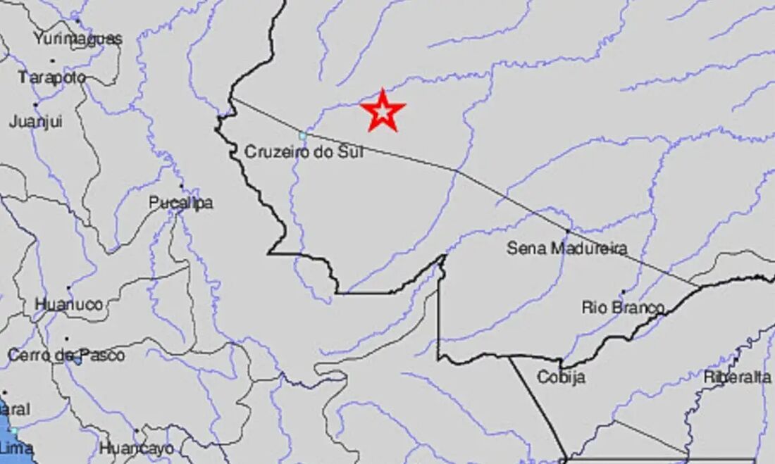 Mapa mostra onde aconteceu o tremor - Foto: Serviço Geológico dos Estados Unidos/Divulgação
